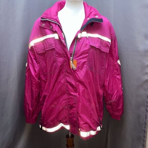 Women Obermeyer Pink Ski Snow Jacket Zip Front Collar Hood Sz 10 - Picture 1 of 8
